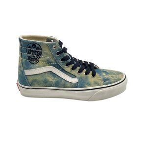 Vans Sk8-Hi Shoes Mens Size 6.5 Womens 8 Blue Tie Dye Skull Embroidered High Top